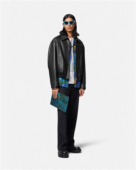 versace leather jacket heavnely bodies|net a porter Versace jacket.